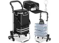 tectake® Einkaufstrolley, 3-in-1-Nutzung auch als Umhängetasche und Sackkarre, 56 l, längenverstellbarer Gurt, neigbarer und gepolsterter Griff, inkl. Kühltasche und Treppensteiger-Räder