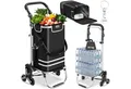 tectake Einkaufstrolley Einkaufstaschenwagen 3-in-1 Inkl. Kühltasche und, klappbares Aluminiumgestell mit abnehmbarem Bezug, verstellbar
