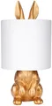 BRUBAKER Tisch- oder Nachttischlampe Goldener Hase - Tischleuchte mit Keramikfuß und Stoffschirm - 42 cm Höhe, Weiß Gold