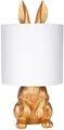 BRUBAKER Nachttischlampe Tischleuchte Hase Gold oder Silber - Tischlampe mit Lampenschirm, ohne Leuchtmittel, Motiv Lampe mit Keramikfuß, Höhe 42 cm