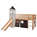 Spielbett "Kasper",aus Kiefer, schwarz/weiß/kieferfarben