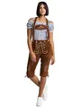 Steigenhöfer Lederhose Damen Tracht Shorts Kniebund - 100% Rindsleder - Clara - Traditionelle Kurze Hose für Frauen - Inklusive verstellbaren Trägern - Dirndl Alternative - Mittelbraun - 40