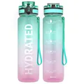 Sahara Sailor Trinkflasche, Sport Trinkflasche, [BPA-frei Tritan] 1L/500ML/750ML Auslaufsicher Sport Wasserflasche, Sportflasche für Fahrrad, Camping, Yoga, Gym (1 Flasche)