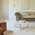 Couchtisch Konfetti aus Metall und Terrazzo 80 Anatole mit goldenem Gestell Desi