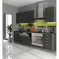 Küche Bianca Basic II 240 Küchenzeile Glanz Grau Küchenblock Einbauküche Grey - Grau