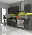 Küche Bianca Basic II 240 Küchenzeile Glanz Grau Küchenblock Einbauküche Grey
