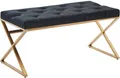 WOHNLING WL6.617 Sitzbank Samt mit Metallgestell 90x46x44 cm Chesterfield Design Schwarz