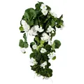 Seidenblumen Roß Geranienhänger 70cm weiß ZF, Kunstpflanzen künstliche Geranie Kunstblumen Hängegeranie, Balkon Home Decoration Deko, Balkonkasten hängende Pflanze Fake Geranien wie echt