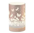 formano LED Tischlampe Deko Blumenwiese Zylinder Stimmungslicht aus Glas & Holz mit Timer, batteriebetrieben, Pastell-Peach, 15 cm - sanftes Ambientelicht für Tisch & Fensterbank