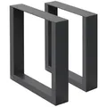 ECD Germany Tischbein 2x Tischkufen aus Vierkantprofilen aus pulverbeschichtetem Stahl, Tischgestell Bankkufen modernes Industriedesign Möbelfüße aus Metall weiß 30 cm x 43 cm