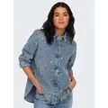 ONLY Jeansbluse ONLVERA L/S FLOWER EMB SHIRT DNM YOR blau XS (34)