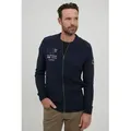 FQ1924 Strickjacke FQErland Strickjacke mit kurzem Stehkragen blau XL