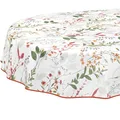Wachstuchtischdecke Tischdecke abwaschbar Wachstischdecke pflegeleicht wasserabweisend Lotuseffekt Gartentischdecke Natur Oval 160 x 140 cm mit Saum (Eingefasst)