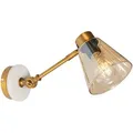 Art-deco-wandleuchte Aus Bronze Mit Marmor Und Bernsteinfarbenem Glas – Nina