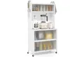 COSTWAY Küchenregal, Küchenschrank mit Rollen, Klapptüren, Stecktafel, Haken, 80x40x160cm