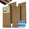 Juskys Wandpaneele Akustik 4er Set 2,88 qm - Holzoptik & reduziert Hall und Lärm - Eiche Natur Dunkel