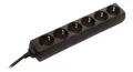 as - Schwabe 6-Fach Steckdosenleiste schwarz 230 V / 16 A – Mehrfachstecker mit 1,4 m Leitung & erhöhtem Berührungsschutz – Steckdosen 45° gedreht – Mehrfachsteckdose Indoor – IP20, 11612