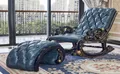 Chesterfield klassischer Schaukelstuhl mit Hocker aus Holz und Leder