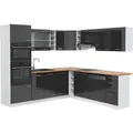 Vicco R-Line Eckküche Anthrazit Hochglanz/Weiß 237 x 247 cm AP Eiche ohne E-Geräte
