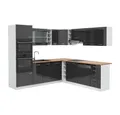 Vicco Winkelküche R-Line, Anthrazit Hochglanz/Weiß, 237 x 247 cm, AP Eiche
