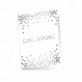 10 Klapp-Einladungskarten Punkte Silber inkl. 10 weißen Briefumschlägen