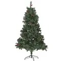 Weihnachtsbaum 180 Cm Grün Kunststoff/metall Inkl. Led Beleuchtung Ständer Mit Zapfen Geschmückt Weihnachten