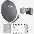 Fuba Sat Anlage 12 Teilnehmer | DAA 780 A Satellitenschüssel 80cm Alu anthrazit (Testergebnis: ausgezeichnet)* + Fuba Quattro LNB + Fuba Sat Multischalter 12 Teilnehmer (DVB-S2, HDTV, UHD 4K/8K, 3D)