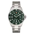 Swiss Alpine Military Master-Diver Herren-Armbanduhr Analog Quarz Edelstahl 7053.1, Stahl/Grün/Grün - 1134sam, Armband