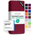 Jacobson Spannbettlaken TOPPER aus 100% Baumwolle, Jersey Bettlaken 160 g/m2, Spannbetttuch mit Gummizug, OEKO-TEX®, pflegeleicht, viele Farben rot 140 - 160 cm x 200 cm