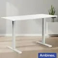 AMBINESS Höhenverstellbarer Schreibtisch FlexxPro | Durchgehende Arbeitsplatte | Inkl. LED-Bedienfeld & Kabeldurchführung | elektrisch stufenlos ... - Weiß