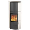 Fireplace Adelaide Eckkaminofen 6 kW Stahl Schwarz Keramik Mattweiß R5694