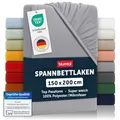 Blumtal® 2er Set Spannbettlaken 150x200x30cm aus Microfaser - Oekotex zertifiziertes Bettlaken Spannbettlaken in Grau