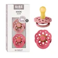 BIBS Boheme Schnuller 2er-Pack. BPA-frei, Kirschform Nippel. Naturkautschuk/Latex, Hergestellt in Dänemark, Größe 1 (0-6 Monate), Dusty Pink/Coral