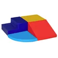 HOMCOM Bausteinset, dunkelblau/gelb/rosa/himmelblau, Kunstleder/EPE - bunt