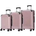 yonsly Premium Reisekoffer TSA-Schloss,YKK-Reißverschluss Hartschalen-Koffer Kabinenkoffer Rollkoffer Suitcase Handgepäck (Roségold, M-L-XL-Set) - Rosa