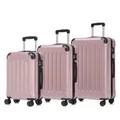 YONSLY Premium Reisekoffer TSA-Schloss,YKK-Reißverschluss Hartschalen-Koffer Trolley Kabinenkoffer Rollkoffer Suitcase Handgepäck 4 Rollen (Roségold, M-L-XL-Set)