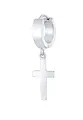 Kuzzoi Herren-Ohrring Creole Kreuz, Single Scharnier Creole (13mm) rund, Ohrring für Männer mit Kreuz, 1 Stück Creolen Ohrhänger aus 925 Sterling Silber für Männer
