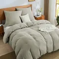 Musselin Bettwäsche 155x220 Baumwolle  ÖKOTEX BettwäscheSets Taupe 3teilig mi...