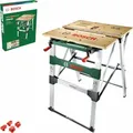 Bosch Arbeitstisch PWB 600 0603B05200 | mobile Werkbank | klappbar | Bambusplatte | 200kg Tragkraft | 4 Spannbacken