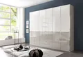 WIEMANN Shanghai 2 Kleiderschrank, 300 x 236 cm, Glas grau / weiß, 5 Schubladen
