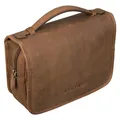 STILORD Arlo Leder Kulturtasche zum Aufhängen Kulturbeutel Waschtasche mit Henkel und Ring Reise Necessaire Vintage Leder Toilettentasche für Damen und Herren Farbe:mittel - braun