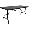 CHEFGASTRO Buffettisch Klappbar 180x74cm Gartentisch Wetterfest Mit Tragegriff 8 Personen Kunststoff Rattan Optik Schwarz Campingtisch Outdoor
