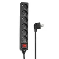 Hama Steckdosenleiste 6-Fach (Mehrfachsteckdose mit Save Energy-Schalter zum Stromsparen, Steckplätze 45 Grad gedreht, Kabel 1,4m, GS geprüft, Mehrfachstecker für Home Ofiice) schwarz