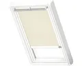 VELUX Dachfenster Rollo blickdicht beige mit weißem Alu-Rahmen solarbetrieben RS