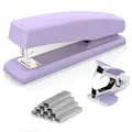 Deli Heftgerät, Desktop-Heftgerät,Büroheftgerät, Kapazität von 25 Blatt, inklusive 1000 Heftklammern und Heftklammernentferner, Violett