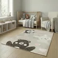 JIMRI Kinderteppich Teppich Läufer Kinderzimmer Panda Hase Bär Beige 80 x 150218