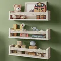 NATURE SUPPLIES Bücherregal Kinder, 3er-Set, Regal Kinderzimmer, Wandregal Kinderzimmer, ideal für Bücher und Bilder, Montessori Regal | Rustikal Weiß
