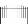 vidaXL Gartenzaun mit Speerspitzen Stahl 0,5 - 0,75 x 1,7 m Schwarz 144940