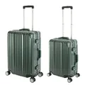 Travelhouse - London - 2er Reisekoffer Set | TSA Schloss |Polycarbonat Hartschale | Alu-Rahmen | 4 Rollen | Koffer Trolley Reise Urlaub Gepäck - Koffer Set S+M | Grün