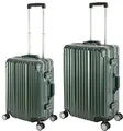Travelhouse London Koffer · 2 teiliges Set · Aluminium Rahmen · Polykarbonat Hartschale · Handgepäck-Koffer +Reisegepäck M Reisetrolley Trolley Reisekoffer · Vol. S-44L · M-67L · Grün